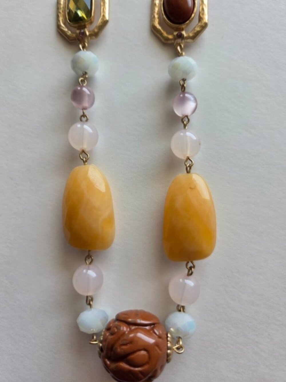 Chico's Multicolor Beaded Pendant Statement Necklace